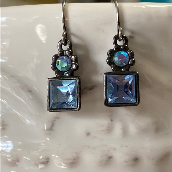 Fashion Jewelry Jewelry - Sky Blue Iridescent Crystal Gunmetal Drop Earrings Elegant Summer Beach Party